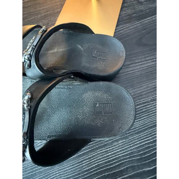 FitFlop Rosa Cluster Gemstone Black Slides Sz. 7 - Picture 7 of 8